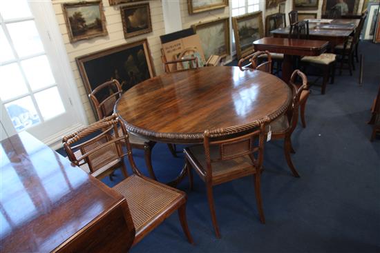 A set of eight Regency rosewood dining chairs, W.1ft 6in. H.2ft 8in.